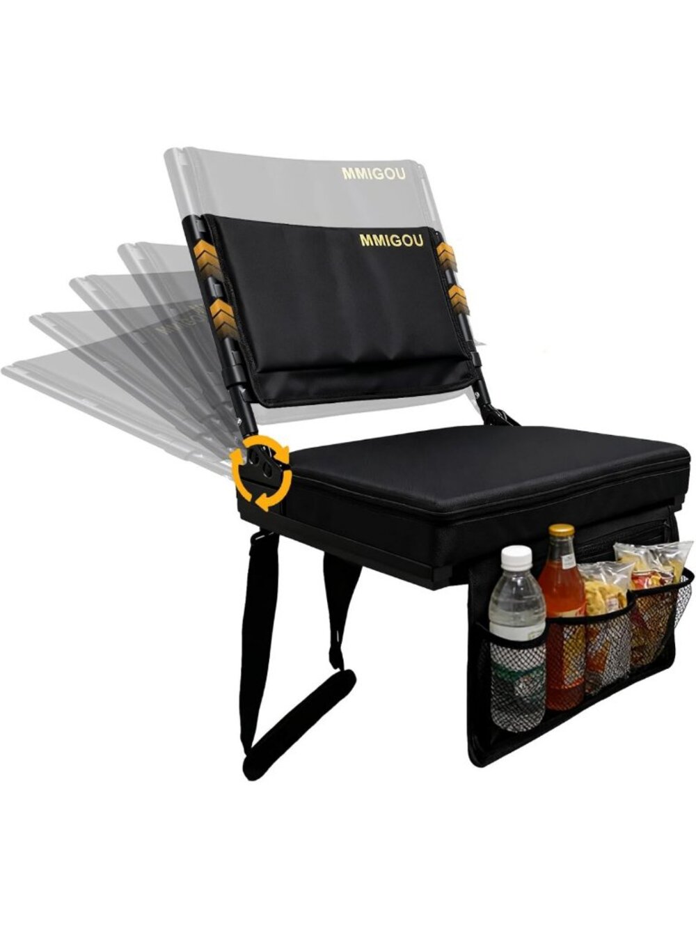 Comfortable Portable Stadium Chair with Back Support & Cushion - Foldable